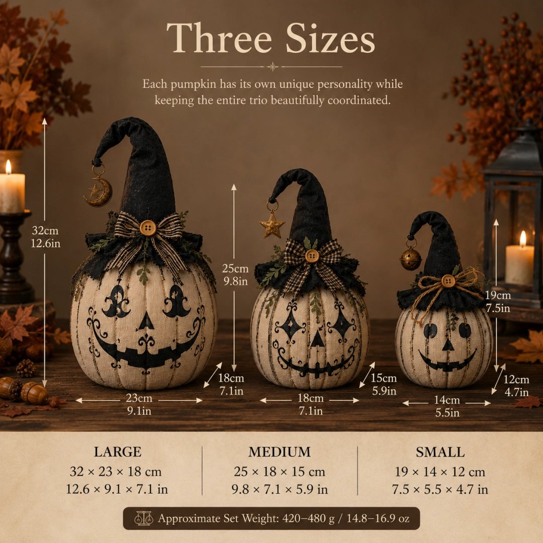Vintage Witch Pumpkin Trio