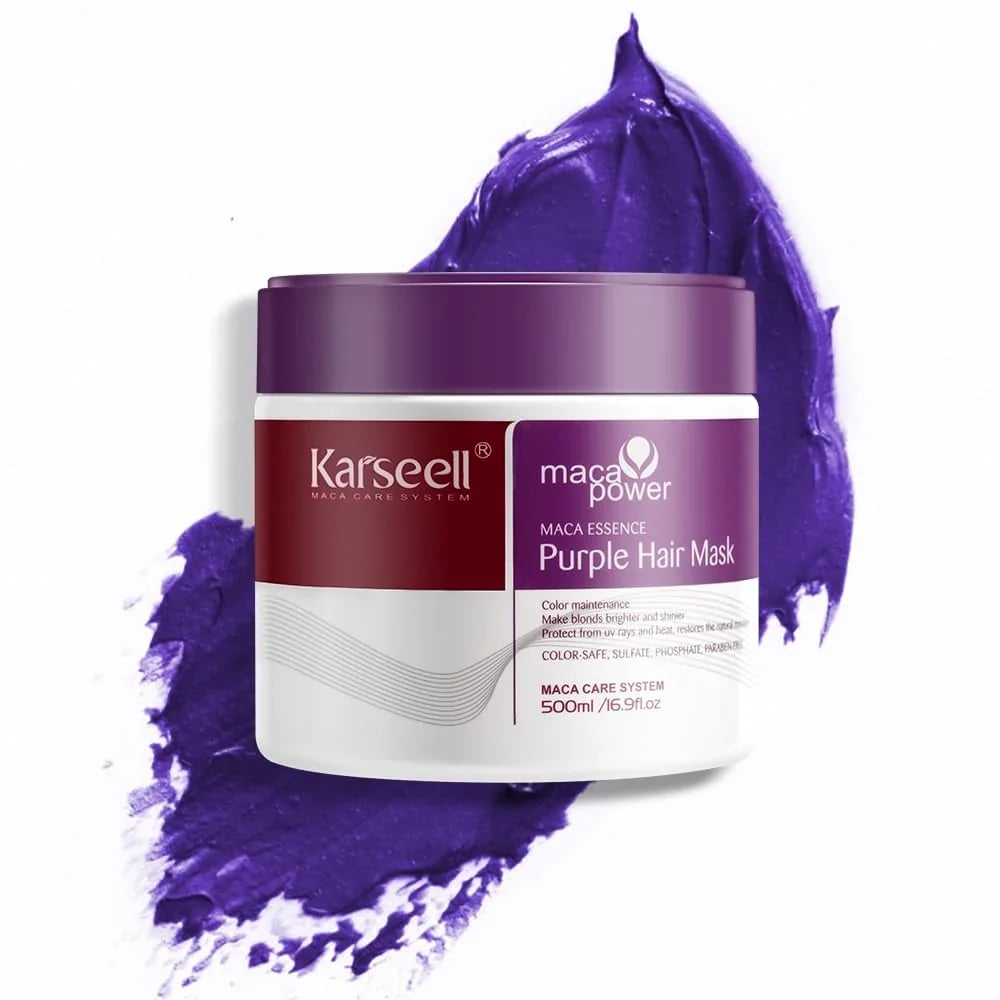 🔥HOT SALE🔥Karseell Purple Hair Mask ✨ Professional Neutralizes Brass & Yellow Tones For Blonde Silver Gray Highlighted Hair