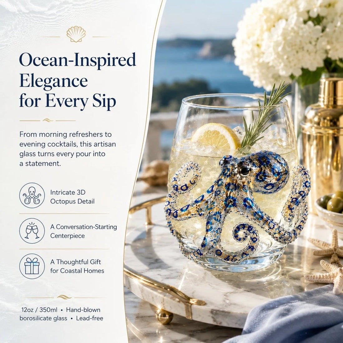 ⏰Last day Promotion-🎁The Perfect Beach House Gift🌊3D Ocean Animal Artisan Glassware Collection