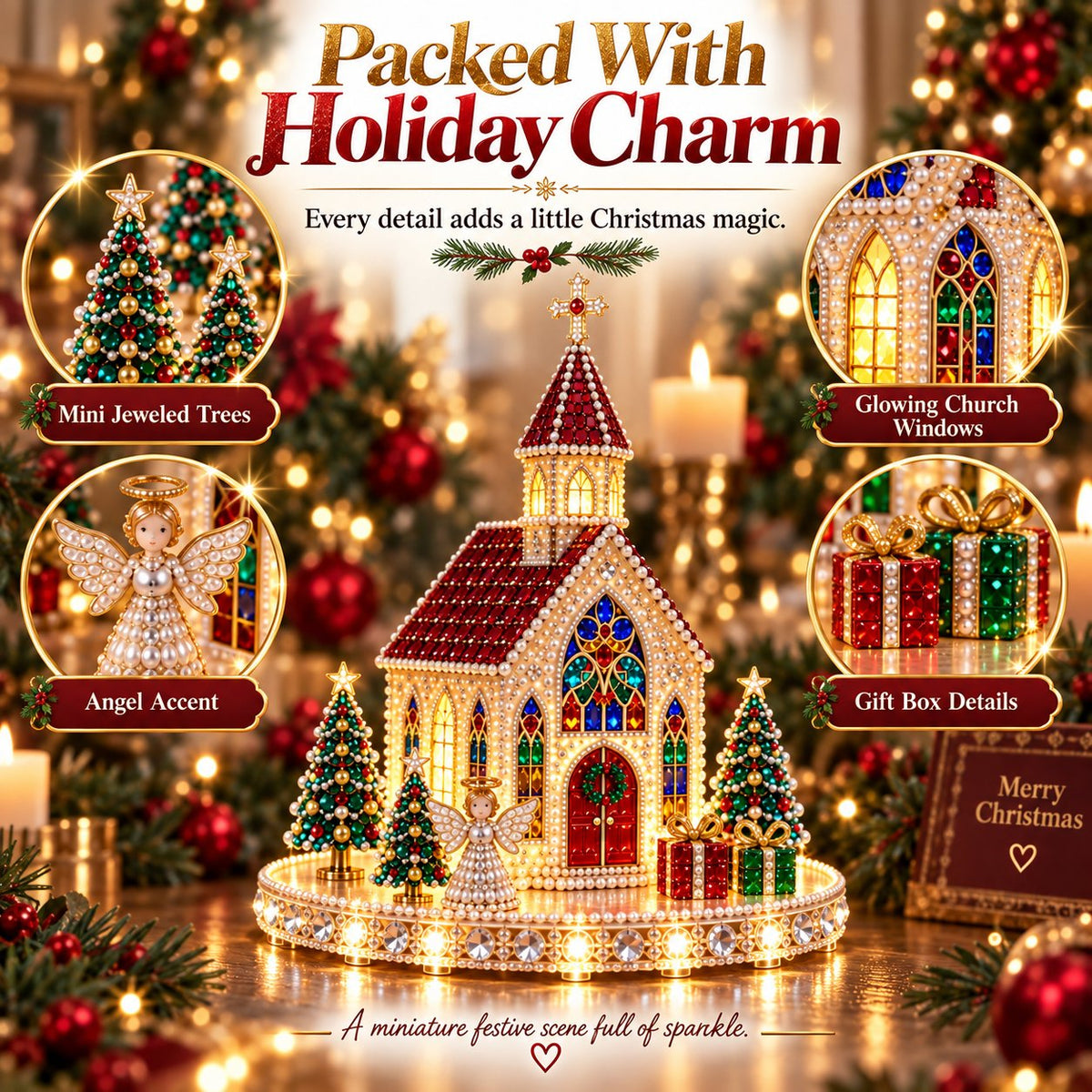 ✨🔥Sparkling Christmas Church DIY Gem Art Kit