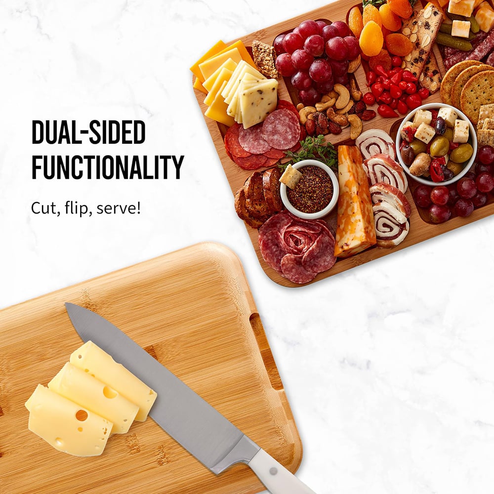 🧀 Bamboo Serving & Cutting Board with Locking Lid