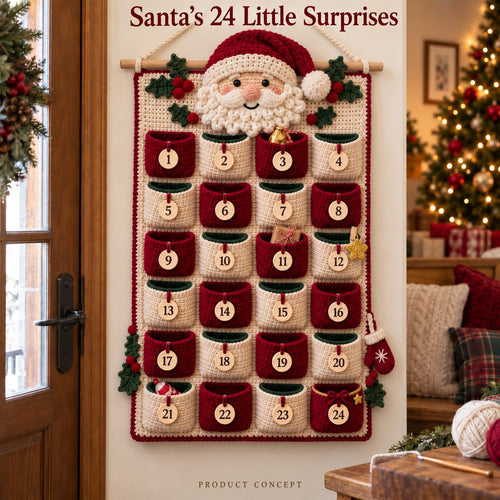 ⏳ Last Day 49% OFF – 🧶 DIY Crochet Advent Calendar Kit | 24 Refillable Pockets, 4 Christmas Characters & Complete Crochet Materials 🎄
