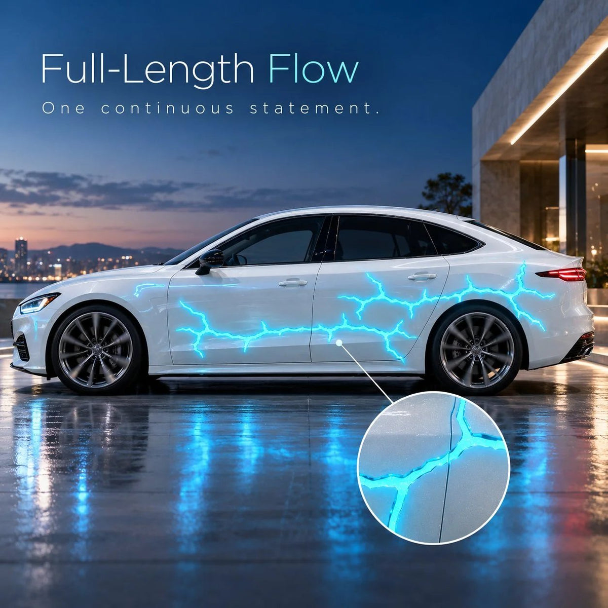 ⚡ Liquid Laser Glow Car Wrap | Blue Lightning Vinyl Film