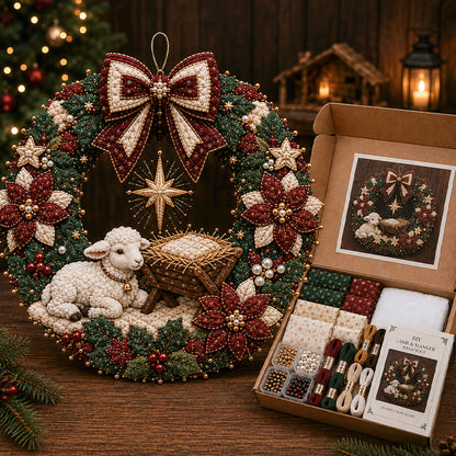 🔥49% Off Last Day -🎄 DIY Beaded & Quilted Christmas Wreath Kit