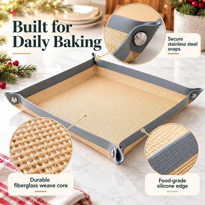 Snap-Lock Silicone Baking Mat -2in-1 Nonstick Oven Liner & RaisedEdge Roasting Mat