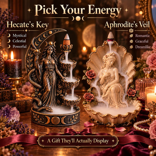 🔮 Hecate’s Key & Aphrodite’s Veil Backflow Incense Holders – Sculptural Smoke Waterfall Décor