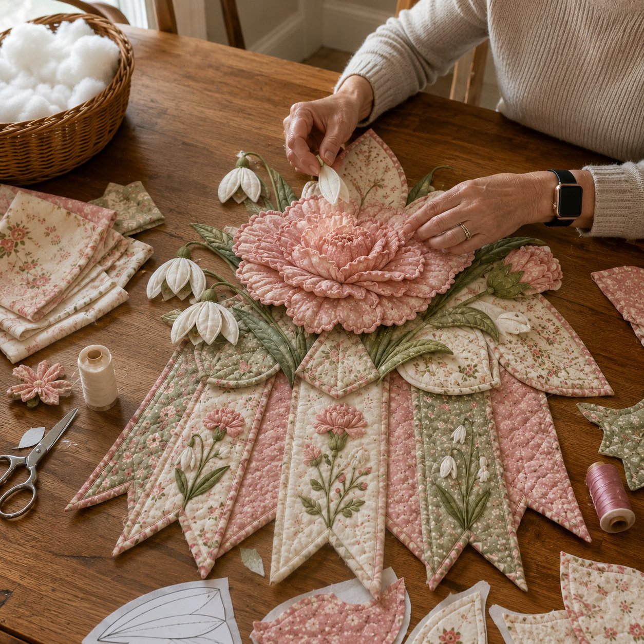 🌸 Beginner-Friendly 12-Month Birth Flower 3D Quilted Wall Hanging Sewing Kit Collection | Complete Kit with Coordinated Fabrics, Sewing Materials & Step-by-Step Guide Included 💕