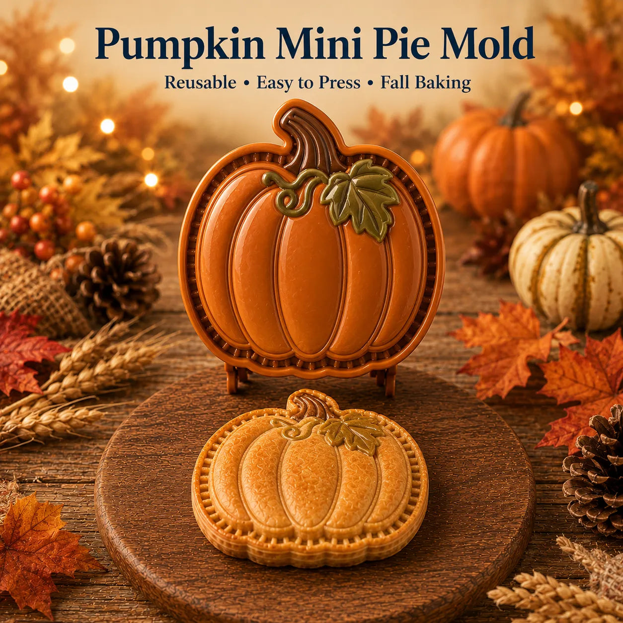 ⏳ Last Day 49% OFF – 🍂 8-Design Fall Mini Pie Mold Collection | Reusable Embossed Molds for Shaping Detailed Owl, Fox, Turkey, Pumpkin, Acorn & More 🥧✨