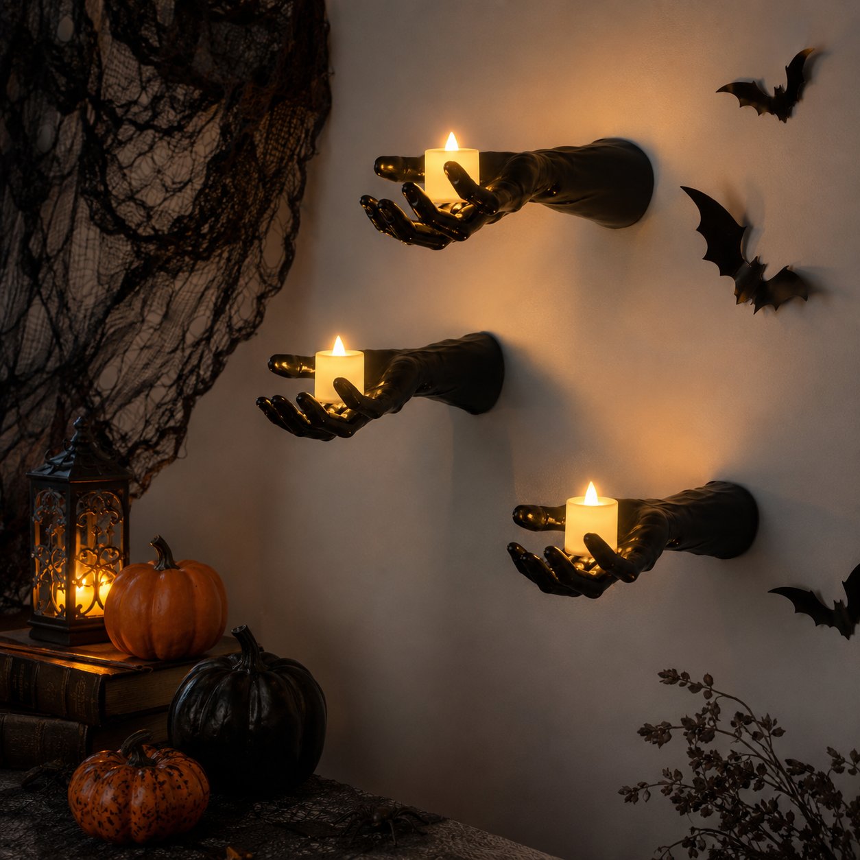 🔥 Last Day 50% OFF - Creepy Hand Wall Candle Holder Set Gothic Halloween Decor