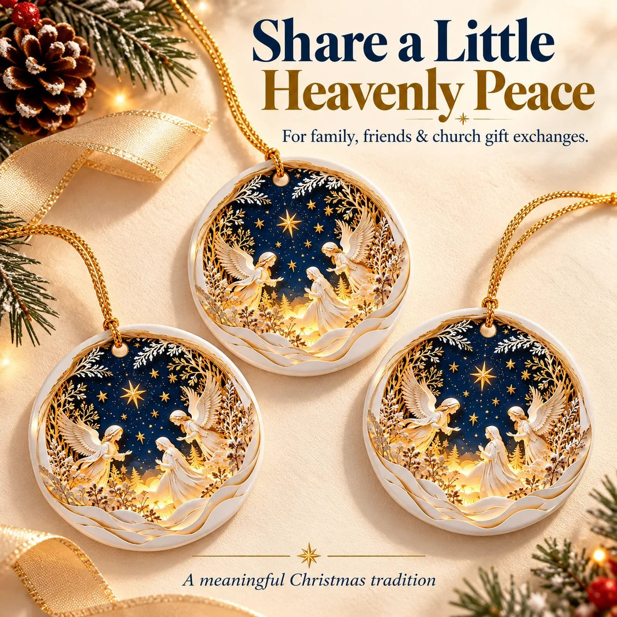 👼 Heavenly Angels 3D Christmas Ornament – A Beautiful Reminder of Faith, Peace & Love ✨❤️