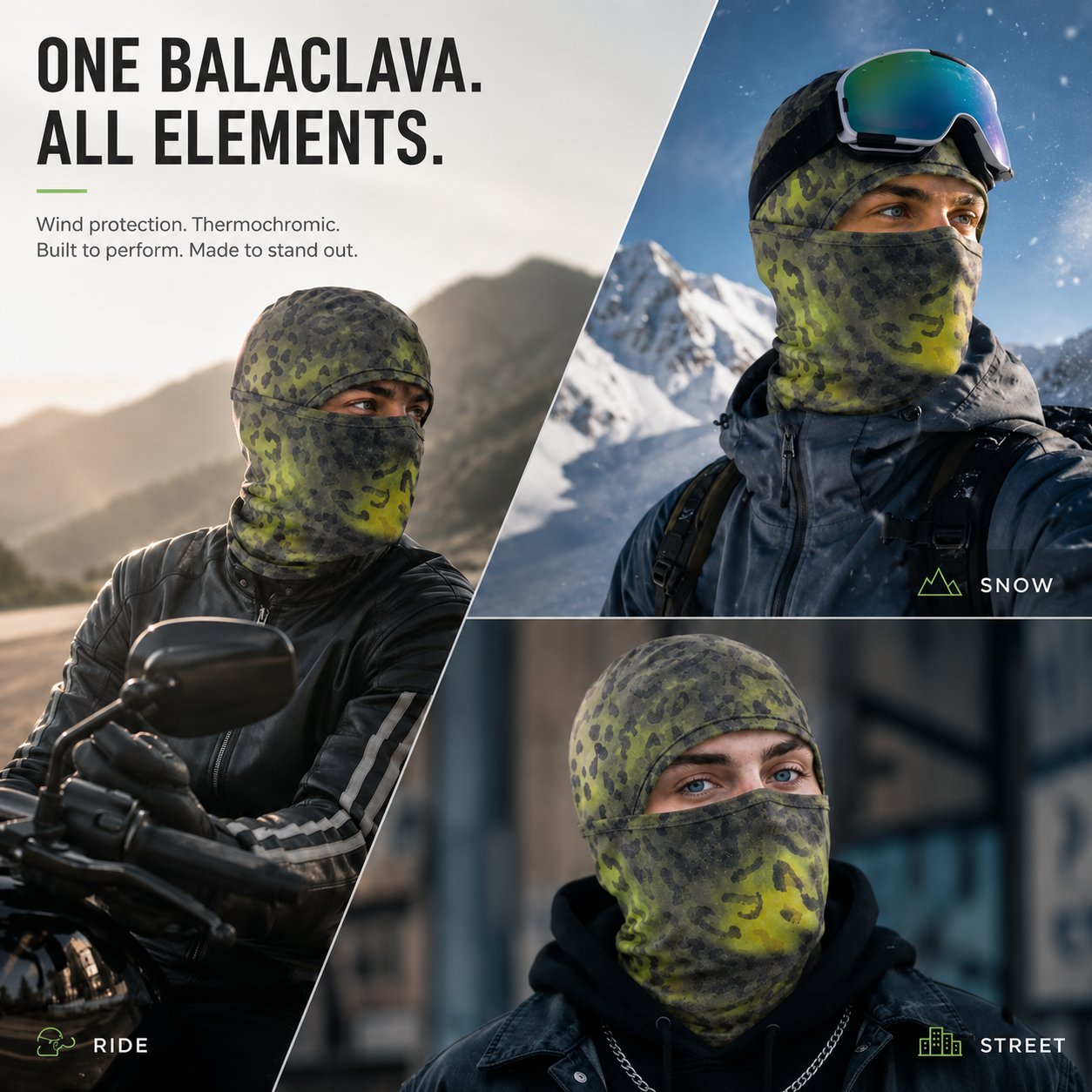 VOID V2 Reversible Thermal Balaclava Thermochromic Color Shift Face Mask for Outdoor Sports & Avant-Garde Street Style