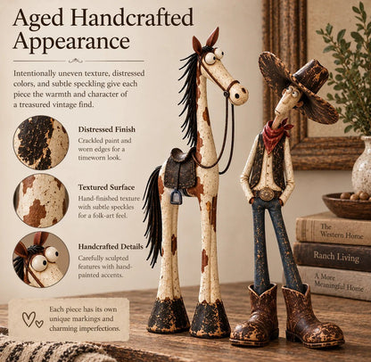 🤠🐴 Whimsical Western Cowboy & Horse Figurines