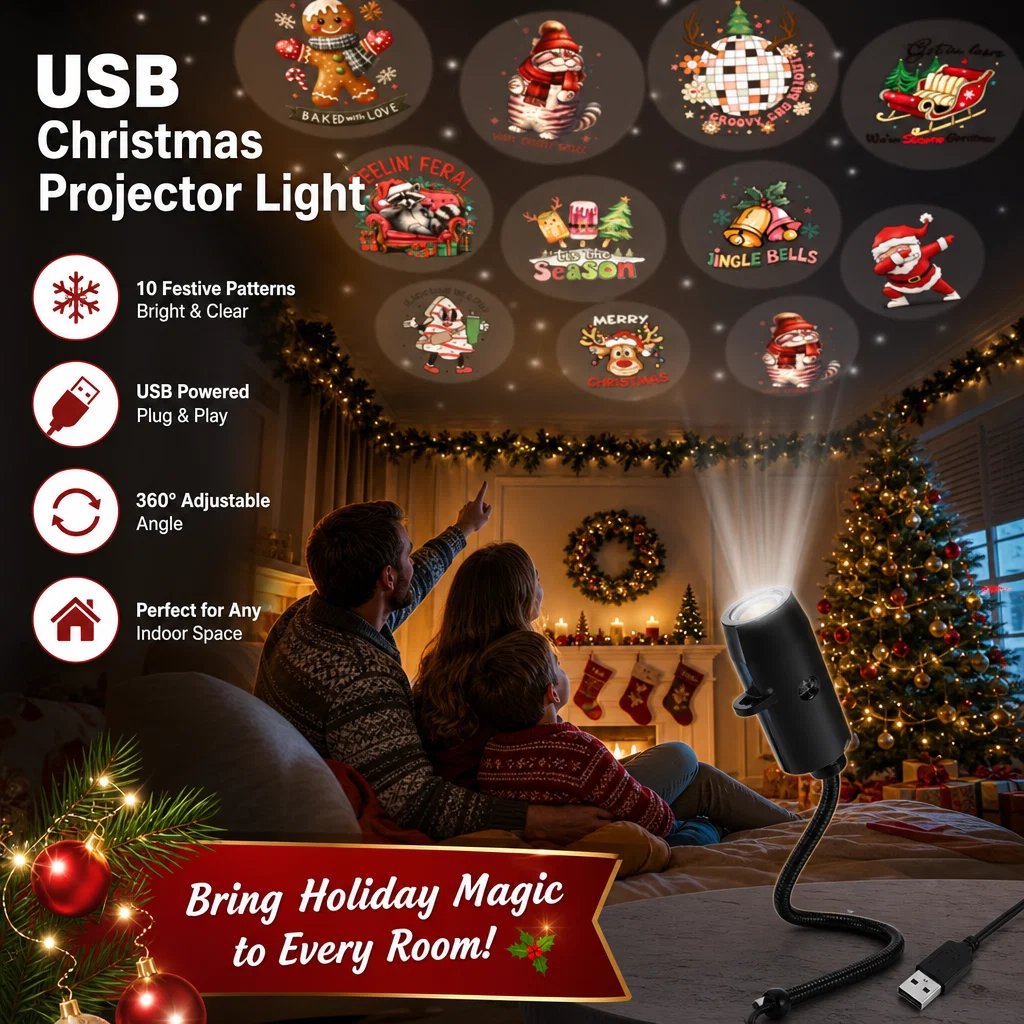 ✨Plug-&-Play HD Christmas Projector – 6 or 10 Festive Scenes(📦Buy 2 Free Shipping)