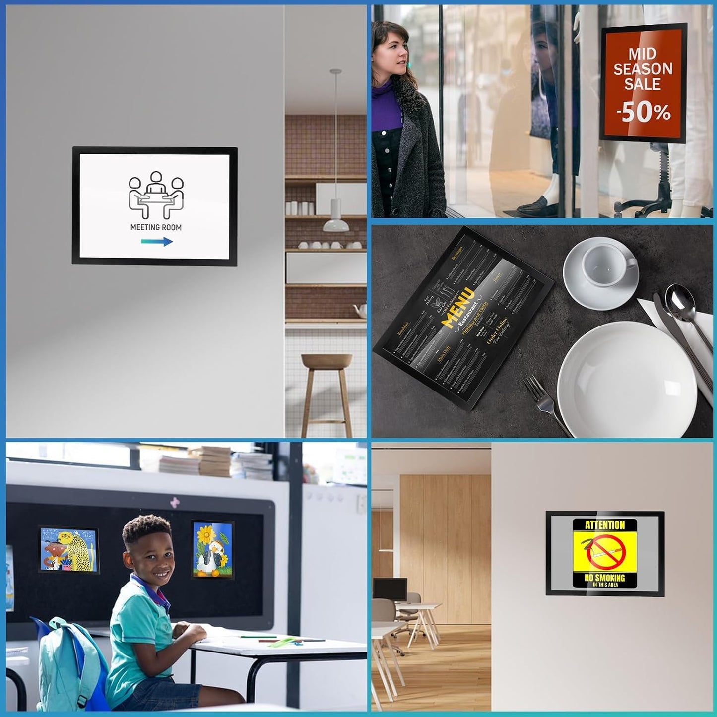 🔥Last Day 50% OFF - 📌📄4-Pack Magnetic Sign Holders, 8.5×11 Inch Clear PVC Document Frames for Wall & Window