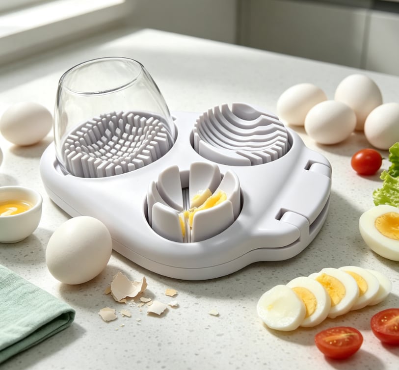 🥗Kitchen Essentials 🔪 3-in-1 Egg Slicer – Dice, Wedge, or Slice