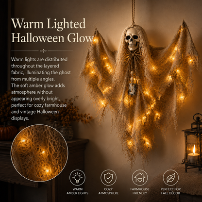 Lighted Winged Skeleton Ghost Halloween Décor