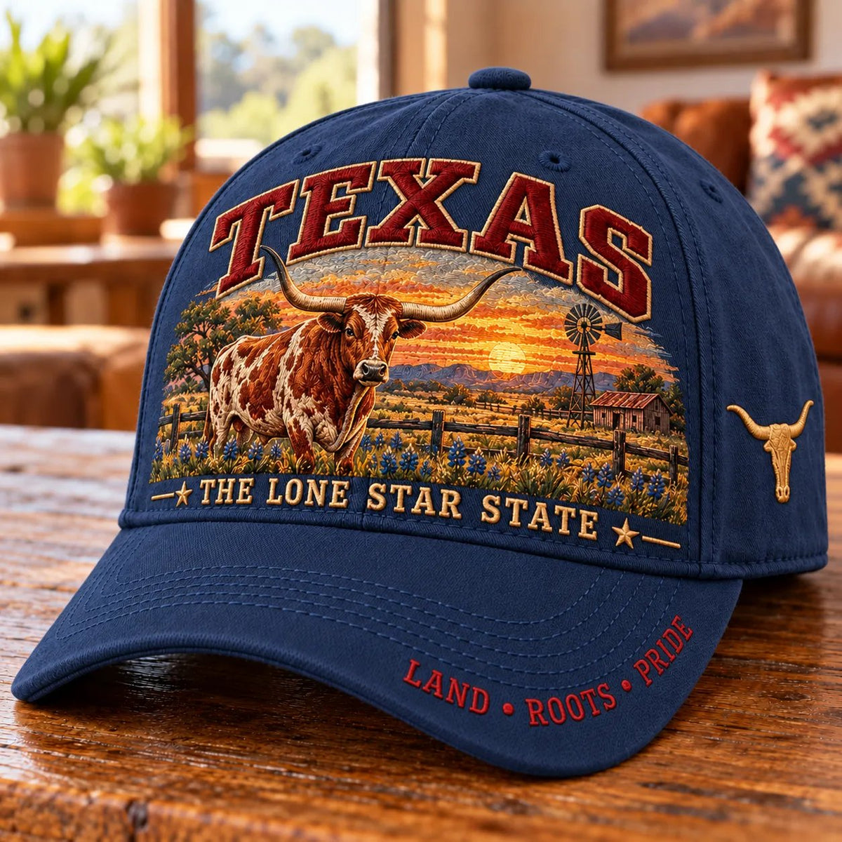 ⏳ Last Day 49% OFF – 🤠 Texas Lone Star Longhorn Cap | Cotton-Poly Blend • Detailed Embroidery • Adjustable Fit