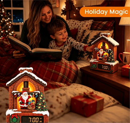Santa Fireplace Digital Alarm Clock – Lighted Christmas Diorama