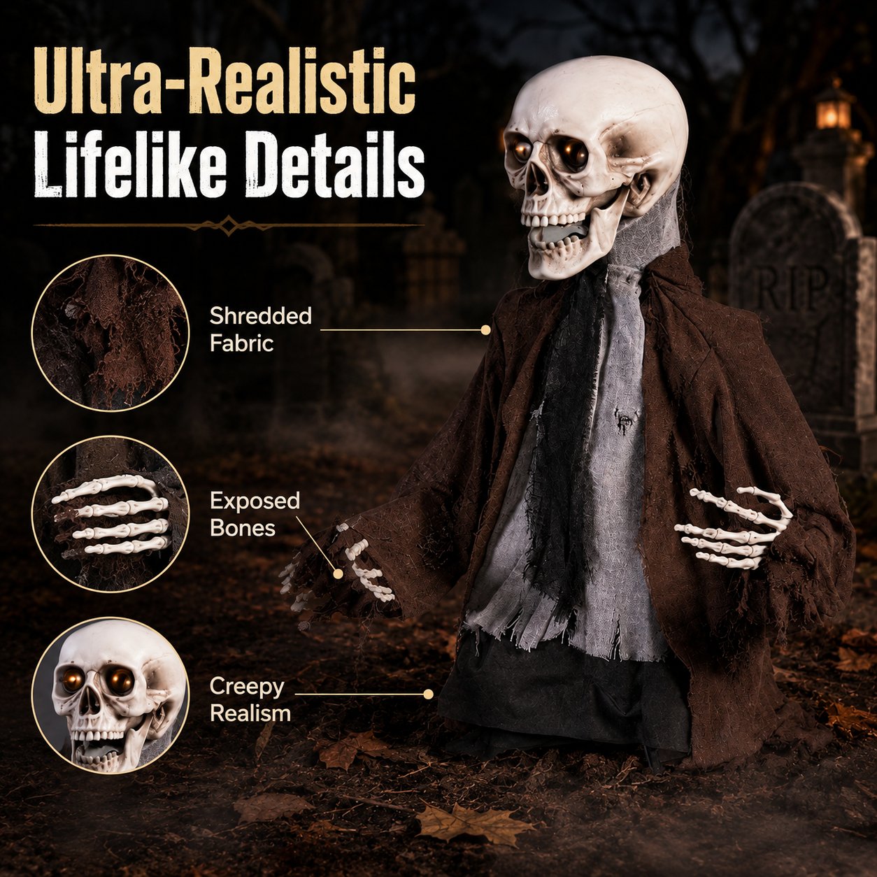 🧟 Halloween Groundbreaker Zombie with Light & Sound Props 🎃