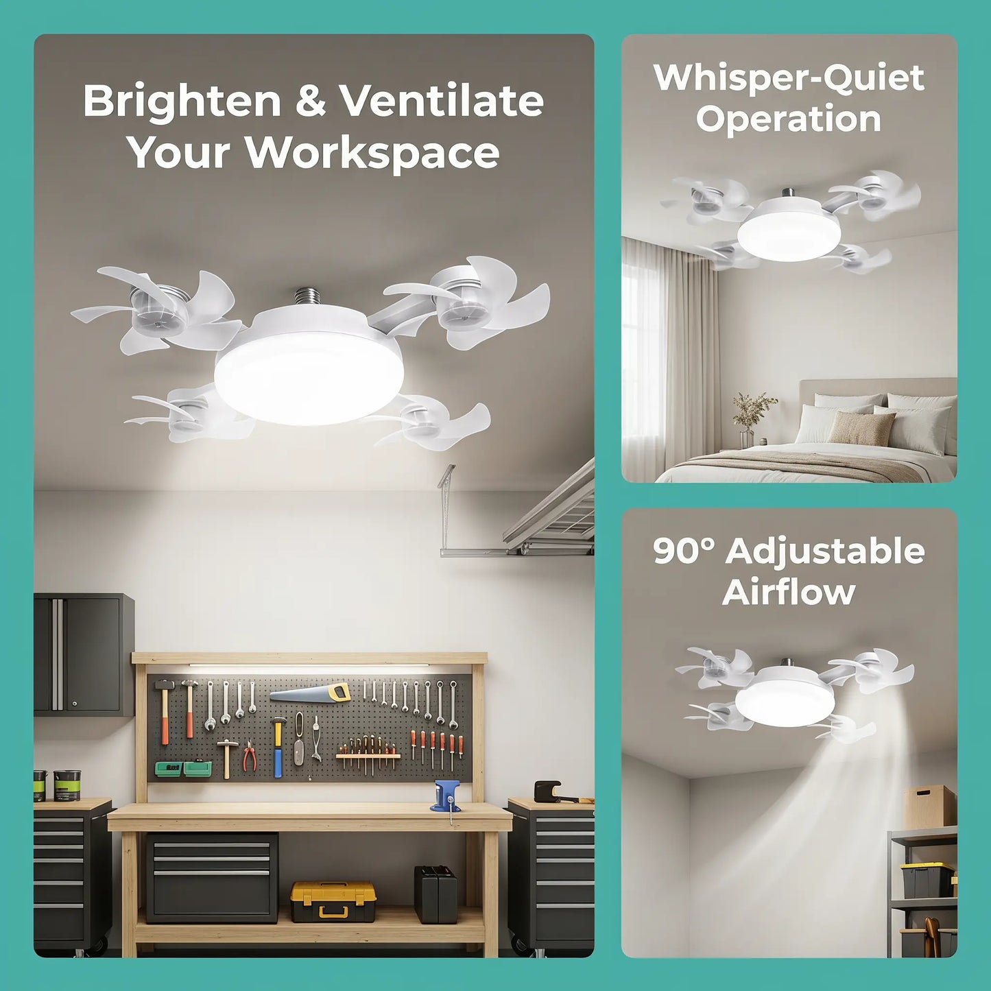 🔥2026 New E27 2-in-1 Fan Light | Silent Remote LED Cooling Combo