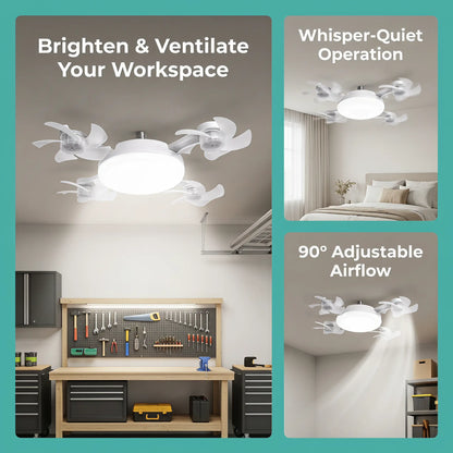 🔥2026 New E27 2-in-1 Fan Light | Silent Remote LED Cooling Combo