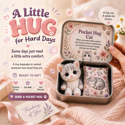 🐱Pocket Hug Plush Keepsake Tin, Mini Portable Comfort Pocket Plush Toy