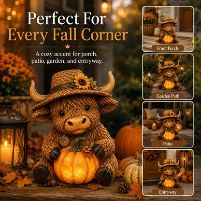 Solar Highland Cow Pumpkin Light