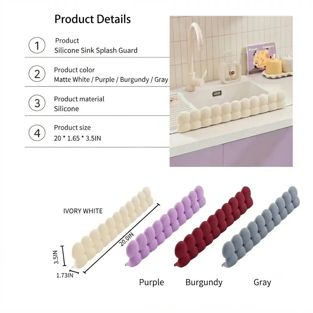 Waterproof Silicone Sink Splash Guard Set 2‑Piece Reusable