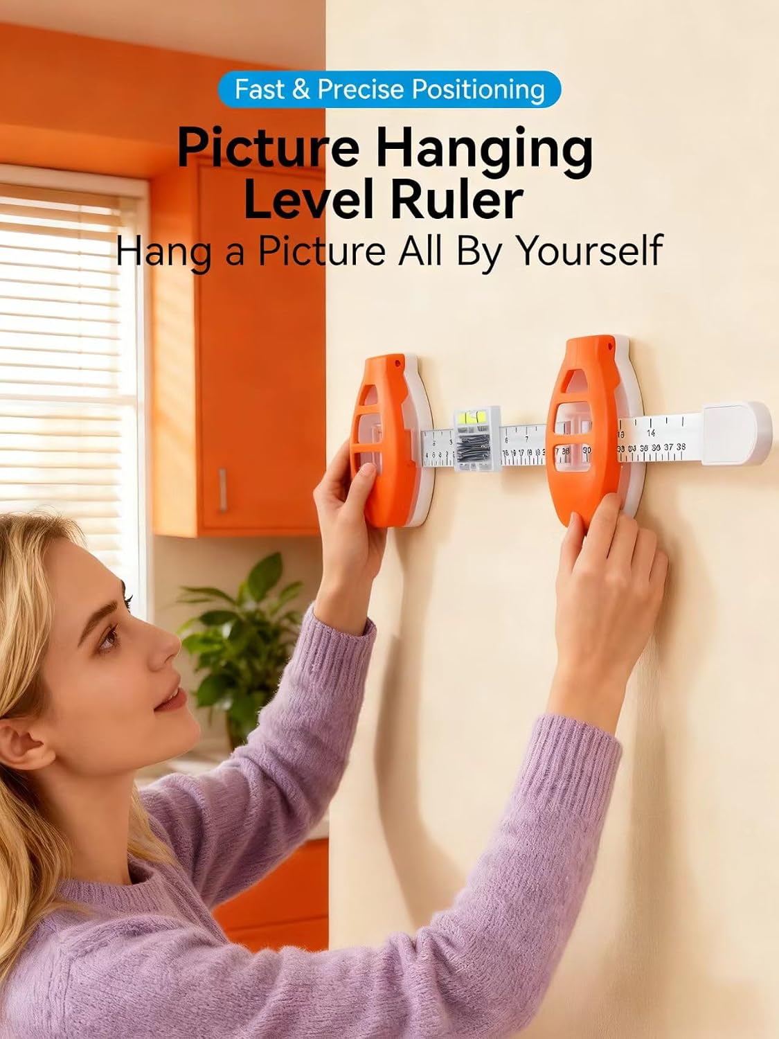 Precision Picture Hanging Level Tool & Wall Decor Positioning Kit