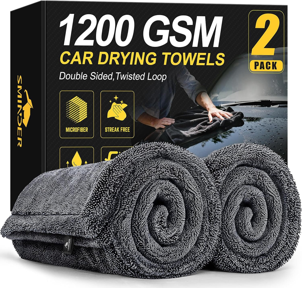 ✨ 1200 GSM Microfiber Car Drying Towels– 2-Pack