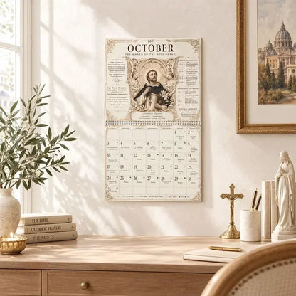 ✝️✨ 2027 Catholic Liturgical Wall Calendar – Gothic Sacred Art & Saints