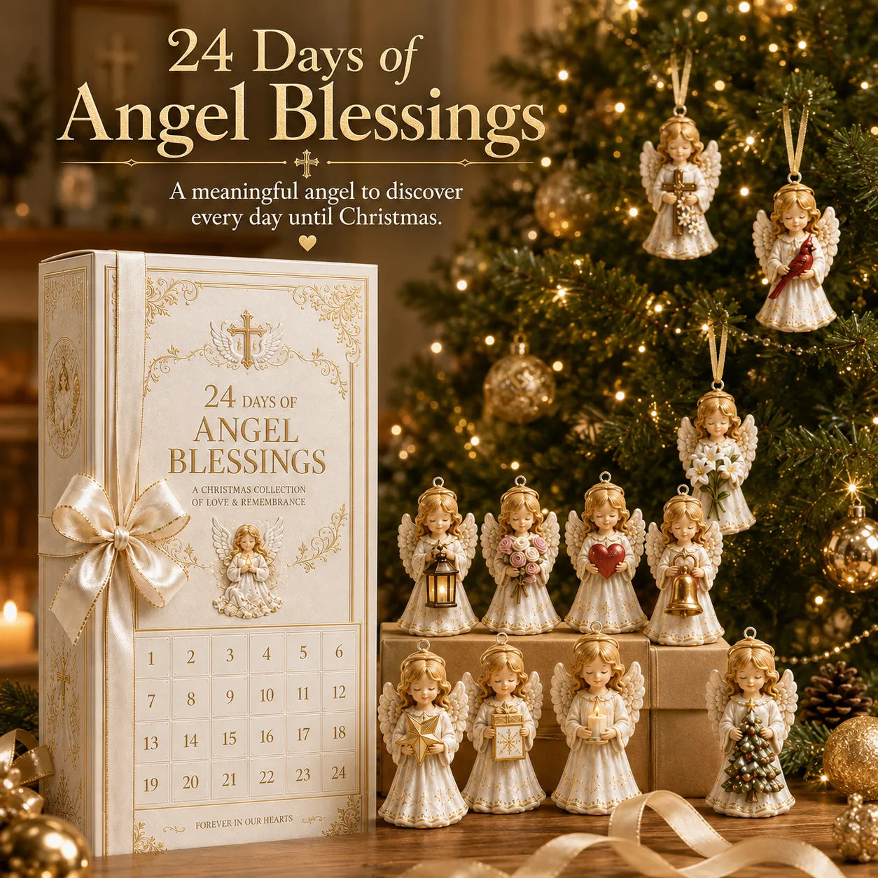 ⏳ Last Day 49% OFF – 👼 24-Day Angel Christmas Advent Calendar | 24 Unique Faith-Inspired Angel Ornaments with Hanging Loops for Daily Advent Surprises & Tree Display 🎄✨