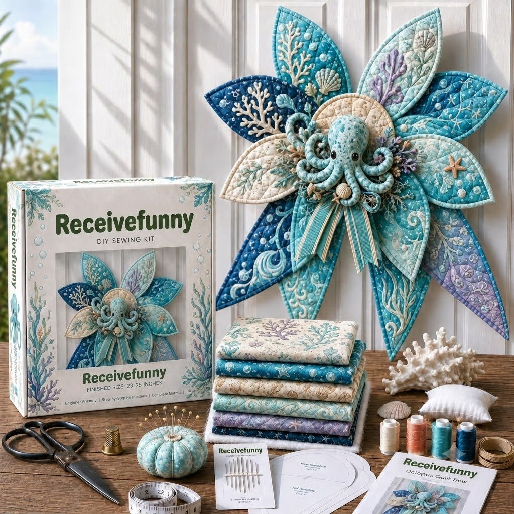 ⏳ Last Day 49% OFF – 🌊 Beginner-Friendly Oversized Ocean Animal Quilted Bow Sewing Kit | Complete Kit with All Tools & Step-by-Step Guide Included 💕