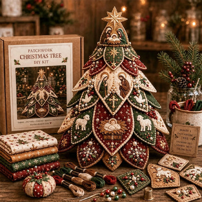 ⏳ Last Day 49% OFF – ✝️ Beginner-Friendly Tree of Faith 3D Quilted Christmas Tree Sewing Kit | Complete Kit with Coordinated Fabrics, Beads & Step-by-Step Guide Included 💕