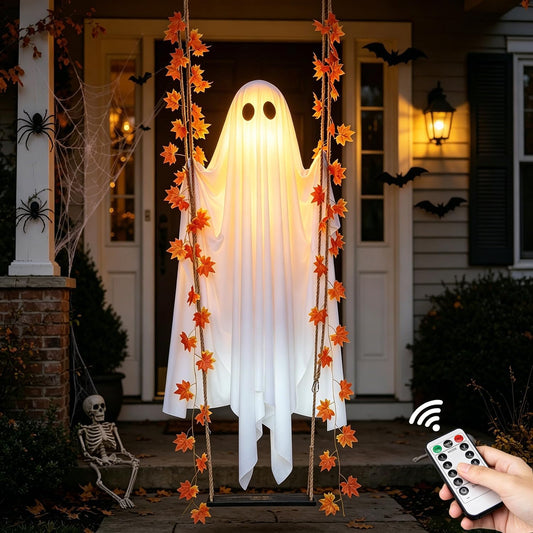 🔥49% OFF TODAY ONLY!🎃 Spooky Swingin' Ghost — Light-Up Halloween Decor 👻(FREE SHIPPING)
