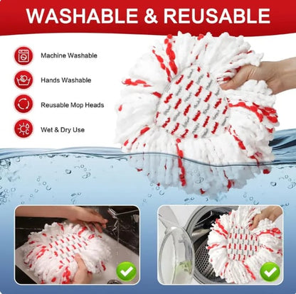 🔥🔥 2026 Upgraded Spin Mop Heads with Scrubbing Pad (3-Pack)