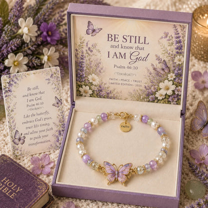 ✝️ Psalm 46:10 Faith Bracelet | Limited Edition 2026 Christian Jewelry with 7 Meaningful Nature Symbols, Gemstone-Style Beads & Scripture Gift Box 🤍