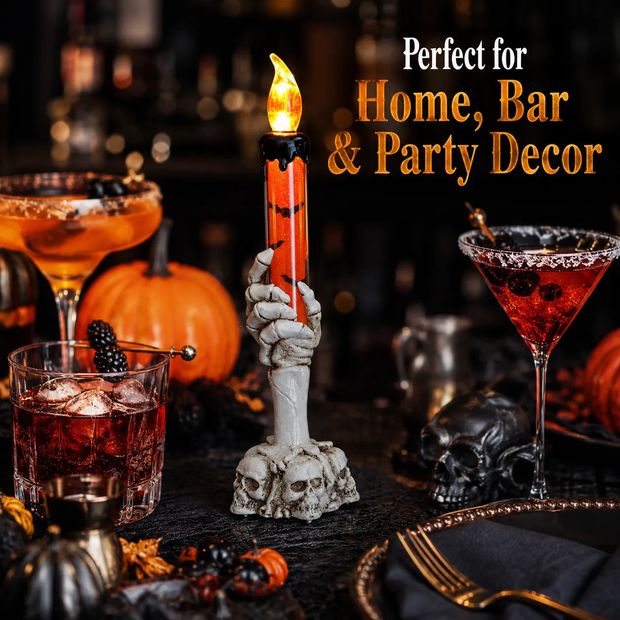 💀🕯️ Haunted Skeleton Hand Candle Light