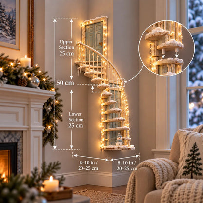 Lighted Winter Fairy Door Staircase Wall Decor 🧚‍♀️❄️ – Enchanted Christmas Wall Art