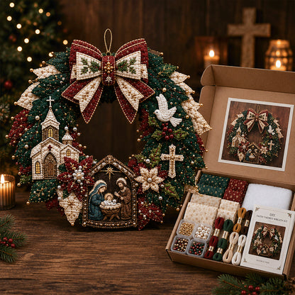 🔥49% Off Last Day -🎄 DIY Beaded & Quilted Christmas Wreath Kit