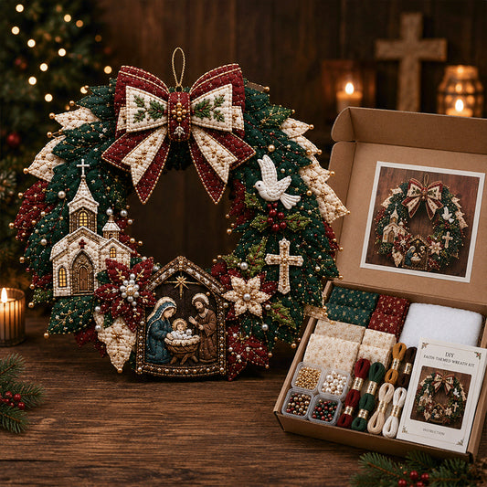 🔥49% Off Last Day -🎄 DIY Beaded & Quilted Christmas Wreath Kit