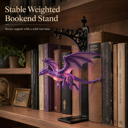 🐉 DragonGlow Hanging Purple Dragon Bookend Light – Let a Glowing Dragon Guard Your Favorite Stories 📚🌠
