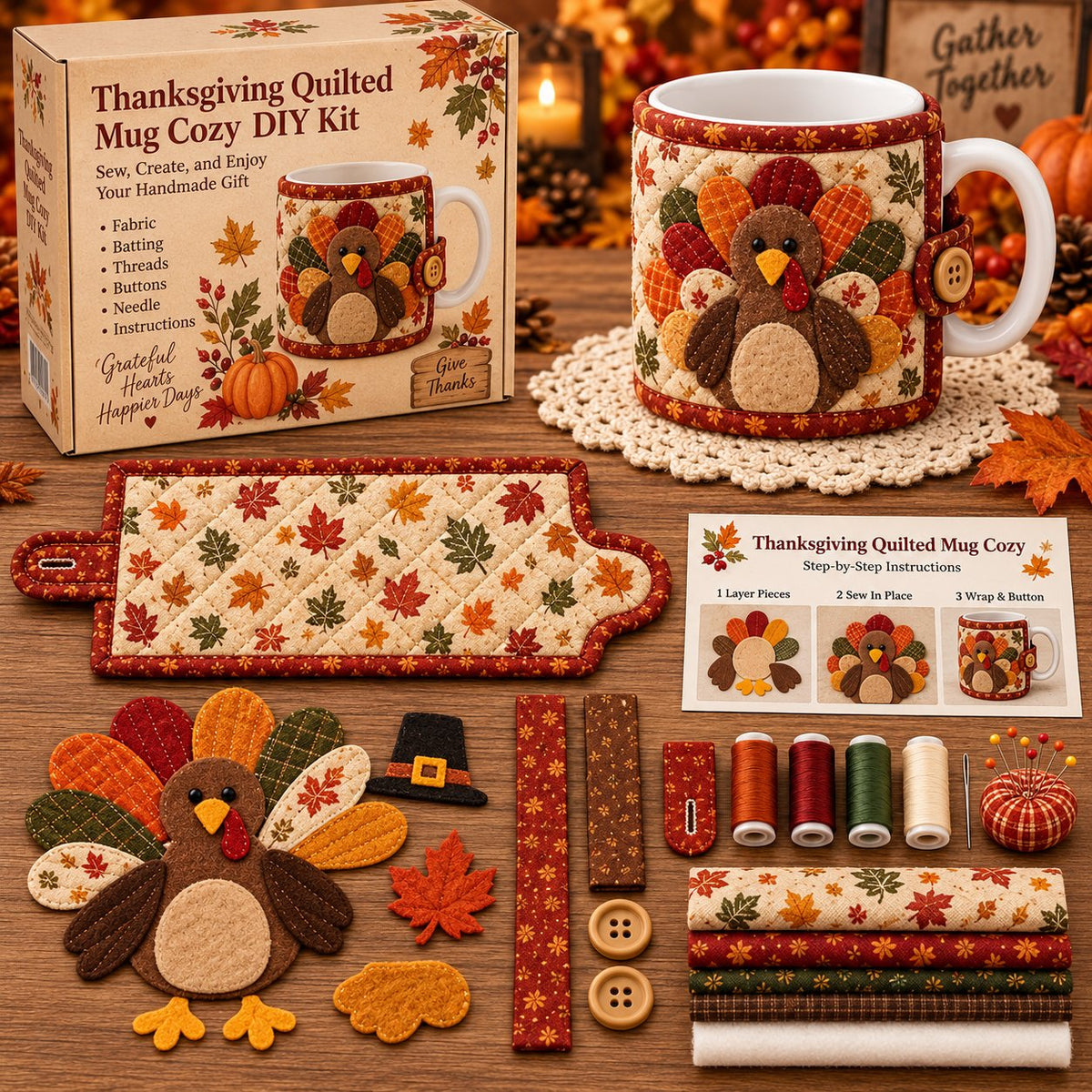 DIY Fall Mug Cozy Sewing Kit