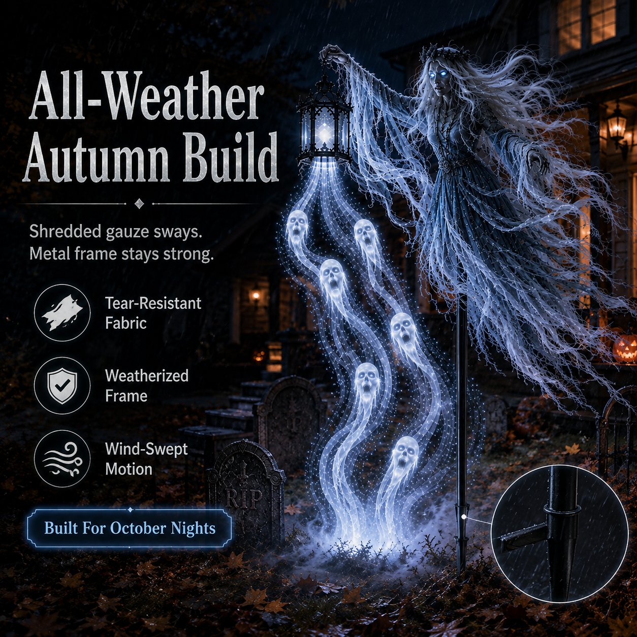 Soul Harvester Floating Wraith Light – Cold-White Halloween Yard Decor