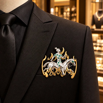 ✨ Handmade 925 Sterling Silver Equestrian Brooch – 2-in-1 Suit Pocket Accessory🐎🕴️