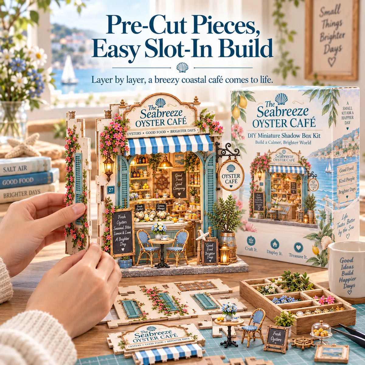🌊🦪 The Seabreeze Oyster Café™-DIY 3D Miniature Coastal Café Kit