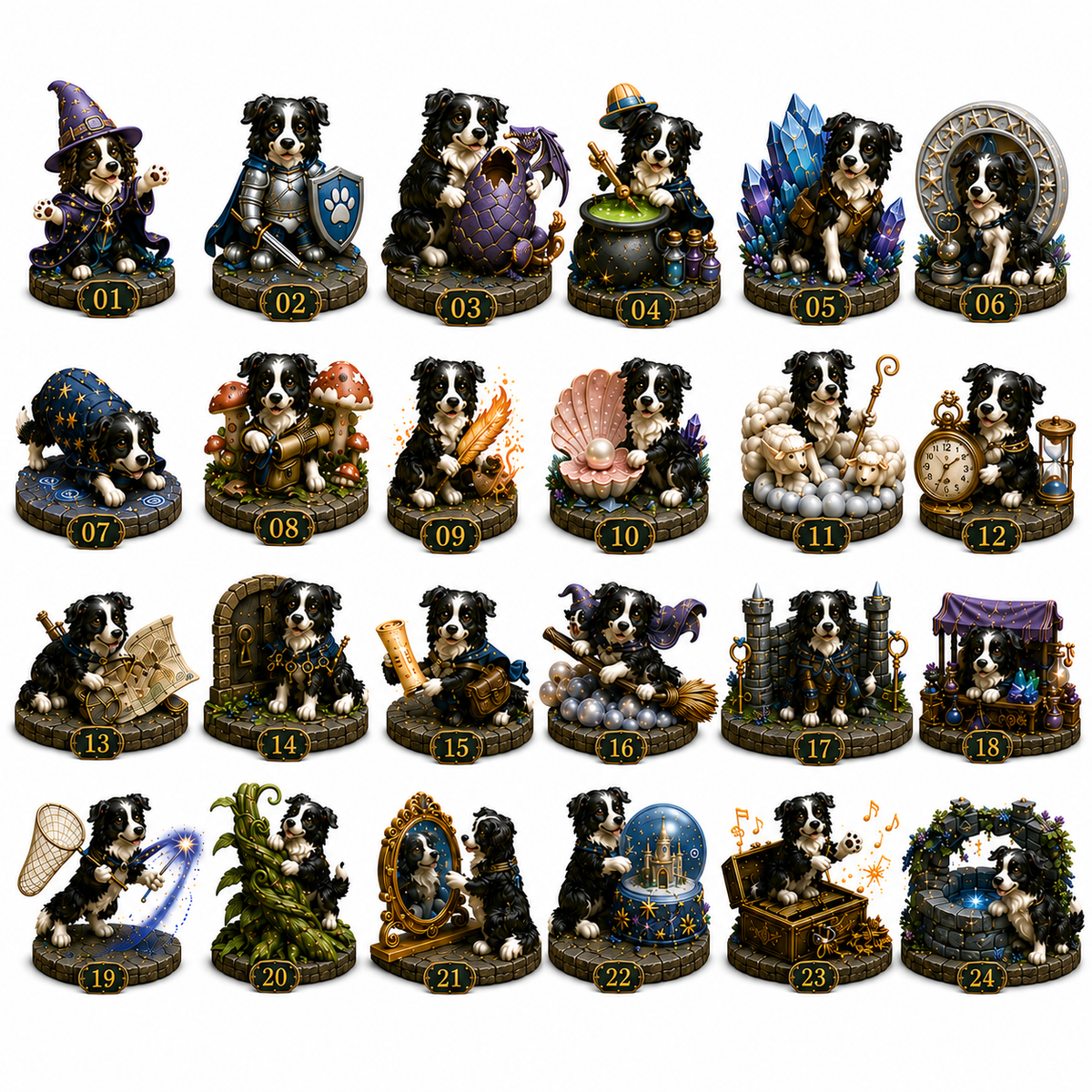 Border Collie Enchanted Advent Calendar 2026 – 24 Days of Magical Miniature Dog Figurines, Christmas Surprises & Storybook Adventures