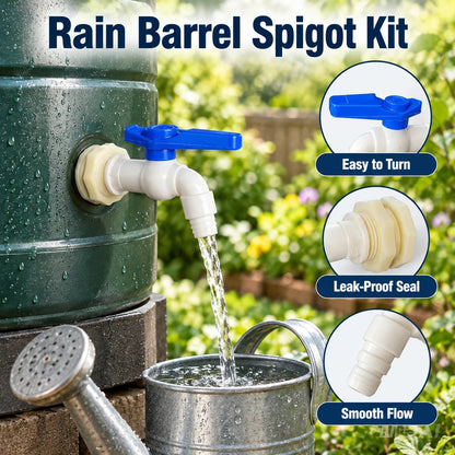 2Pcs Rain Barrel Faucet Kit with Hole Saw and 1/2' PVC Bulkhead Fitting