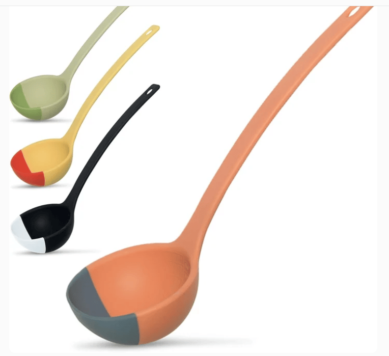 Silicone Spoon - Colorful Silicone Spatula Ladle with a Soft Top to Mold to your Pots & Pans