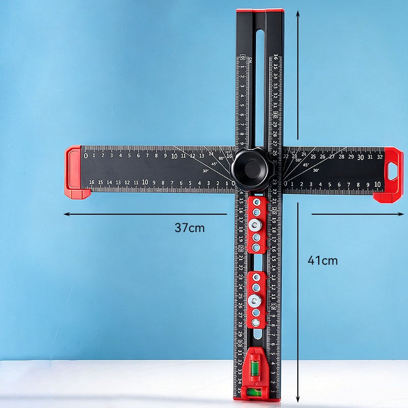 Adjustable 2 in 1 Drilling Positioning Ruler, Cabinet Hardwares Jigs, T Square Ruler Cabinet Handle Jigs Woodworking Ruler